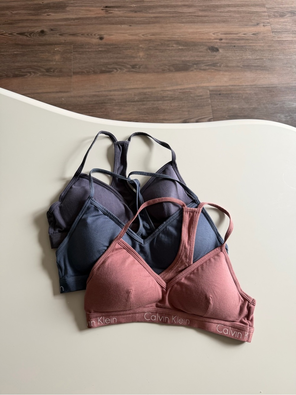 Calvin Klein 3-Pack Soft Triangle Bralettes - Rose, Slate & Charcoal
